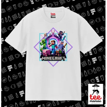 Minecraft Nether Portal, Κλασικό T-Shirt, διπλής ραφής, χωρίς πλευρικές ραφές ΛΕΥΚΟ από 100% βαμβάκι. Vegan & OEKO-TEX πιστοποιημένο.