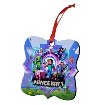 Minecraft Nether Portal, Στολίδι Χριστουγεννιάτικο στολίδι polygon ξύλινο 7.5cm