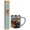 Easter Set, metallic thermal cup (300ml) & aromatic flat Easter candle (30cm) (TURQUOISE)