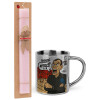 Easter Set, metallic thermal cup (300ml) & aromatic flat Easter candle (30cm) (PINK)