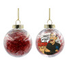 Transparent Christmas tree ball ornament with red filling 8cm