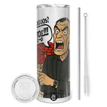 Μπαρτζό, Ποιος? Αυτός!!! 1-0, Tumbler stainless steel 600ml, with metal straw & cleaning brush