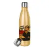 Μεταλλικό παγούρι θερμός Glitter χρυσό (Stainless steel), διπλού τοιχώματος, 500ml