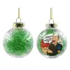 Στολίδι Χριστουγεννιάτικη μπάλα δένδρου διάφανη με πράσινο γέμισμα 8cm