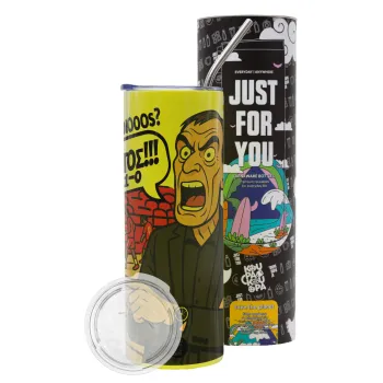Μπαρτζό, Ποιος? Αυτός!!! 1-0, Neon Yellow Travel Tumbler θερμό, μεταλλικό καλαμάκι(Ανωξείδωτο 304 Food grade, BPA free, 600ml)
