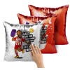 Μαξιλάρι καναπέ Μαγικό Κόκκινο με πούλιες 40x40cm περιέχεται το γέμισμα