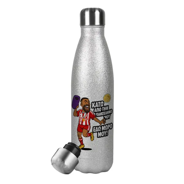 Ροντινέι — Metallic Glitter Silver Thermos Flask (Stainless steel), double-walled, 500ml