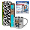 Easter Set, metallic thermal cup (300ml) & aromatic flat Easter candle (30cm) (TURQUOISE)