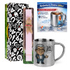 Easter Set, metallic thermal cup (300ml) & aromatic flat Easter candle (30cm) (PINK)