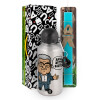 Easter Set, metallic silver aluminum water bottle (500ml) & scented flat Easter candle (30cm) (TURQUOISE)