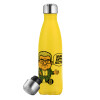 Yellow Stainless Steel Metallic Thermos, double-walled, 500ml