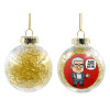 Transparent Christmas tree ball ornament with gold filling 8cm