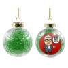 Transparent Christmas tree ball ornament with green filling 8cm