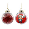 Transparent Christmas tree ball ornament with red filling 8cm