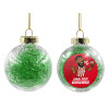 Transparent Christmas tree ball ornament with green filling 8cm