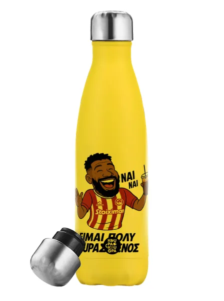 Ροντινέι — Yellow Stainless Steel Metallic Thermos, double-walled, 500ml