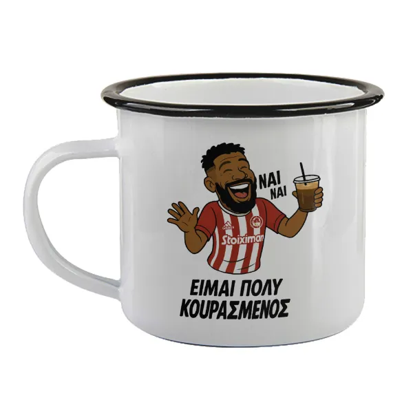 Ροντινέι — Enamel mug with black rim, 360ml