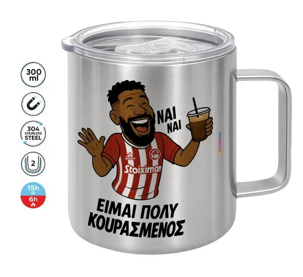 Ροντινέι — Double-walled stainless steel mug 300ml with temperature-retaining lid