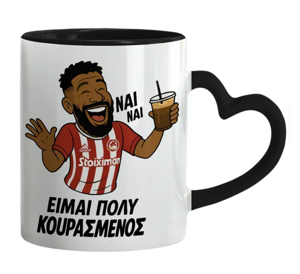 Ροντινέι — Mug heart black handle, ceramic, 330ml