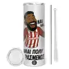 Tumbler ποτήρι θερμό από ανοξείδωτο ατσάλι 600ml, με μεταλλικό καλαμάκι & βούρτσα καθαρισμού