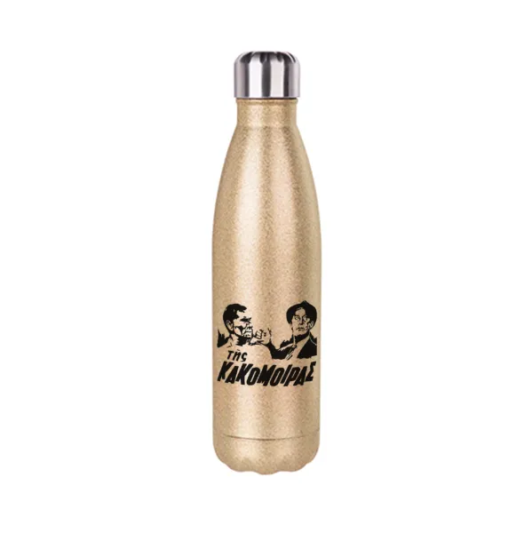 Tis kakomoiras — Glitter gold stainless steel thermos bottle, double-walled, 500ml