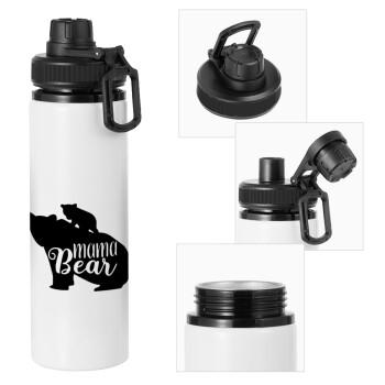Mama Bear with kid, Metal water bottle with safety cap, aluminum 850ml