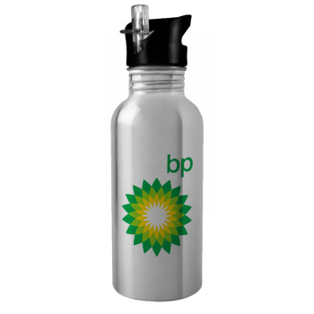 Πρατήριο καυσίμων BP, Παγούρι νερού Ασημένιο με καλαμάκι, ανοξείδωτο ατσάλι 600ml