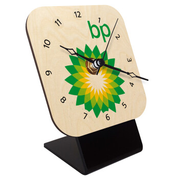 Πρατήριο καυσίμων BP, Quartz Table clock in natural wood (10cm)