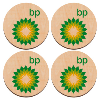 Πρατήριο καυσίμων BP, ΣΕΤ x4 Σουβέρ ξύλινα στρογγυλά plywood (9cm)
