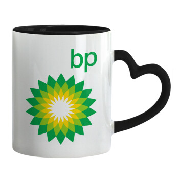Πρατήριο καυσίμων BP, Κούπα καρδιά χερούλι μαύρη, κεραμική, 330ml