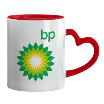 Πρατήριο καυσίμων BP, Mug heart red handle, ceramic, 330ml