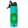 Metallic water bottle with safety lid, 850ml aluminum