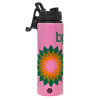 Metallic water bottle with safety lid, 850ml aluminum