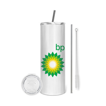 Πρατήριο καυσίμων BP, Eco friendly ποτήρι θερμό (tumbler) από ανοξείδωτο ατσάλι 600ml, με μεταλλικό καλαμάκι & βούρτσα καθαρισμού