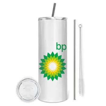 Πρατήριο καυσίμων BP, Tumbler stainless steel 600ml, with metal straw & cleaning brush