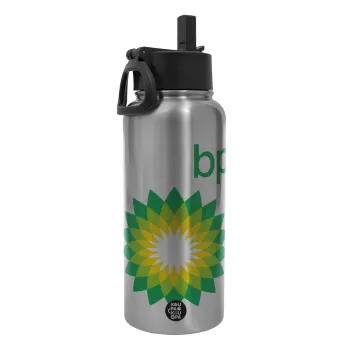Πρατήριο καυσίμων BP, Metal mug thermo Silver with Straw and Spout Lid (Stainless steel), double wall, 950ml