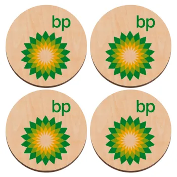 Πρατήριο καυσίμων BP, ΣΕΤ x4 Σουβέρ ξύλινα στρογγυλά plywood (9cm)