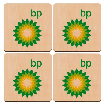 Πρατήριο καυσίμων BP, ΣΕΤ x4 Σουβέρ ξύλινα τετράγωνα plywood (9cm)
