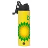 Metallic water bottle with safety lid, 850ml aluminum