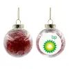 Στολίδι Χριστουγεννιάτικη μπάλα δένδρου διάφανη με κόκκινο γέμισμα 8cm