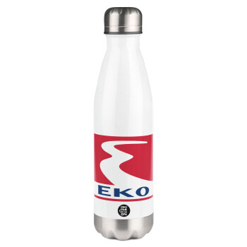 Πρατήριο καυσίμων EKO, Μεταλλικό παγούρι θερμός Λευκό (Stainless steel), διπλού τοιχώματος, 500ml