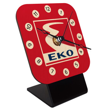 Πρατήριο καυσίμων EKO, Quartz Table clock in natural wood (10cm)