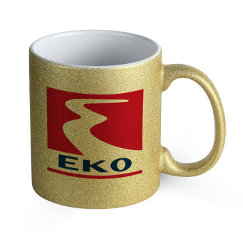 Πρατήριο καυσίμων EKO, Κούπα Χρυσή Glitter που γυαλίζει, κεραμική, 330ml