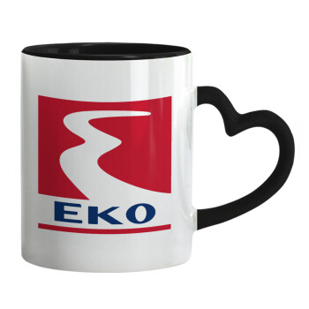 Πρατήριο καυσίμων EKO, Κούπα καρδιά χερούλι μαύρη, κεραμική, 330ml