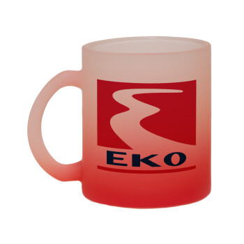 Πρατήριο καυσίμων EKO, Κούπα γυάλινη δίχρωμη με βάση το κόκκινο ματ, 330ml