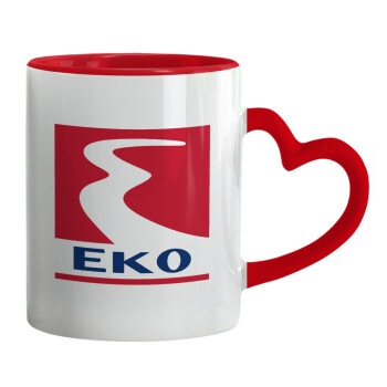 Πρατήριο καυσίμων EKO, Mug heart red handle, ceramic, 330ml