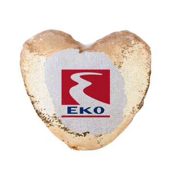 Πρατήριο καυσίμων EKO, Μαξιλάρι καναπέ καρδιά Μαγικό Χρυσό με πούλιες 40x40cm περιέχεται το  γέμισμα