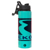 Metallic water bottle with safety lid, 850ml aluminum
