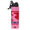 Metallic water bottle with safety lid, 850ml aluminum