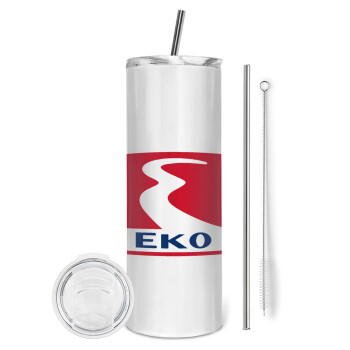 Πρατήριο καυσίμων EKO, Tumbler ποτήρι θερμό από ανοξείδωτο ατσάλι 600ml, με μεταλλικό καλαμάκι & βούρτσα καθαρισμού